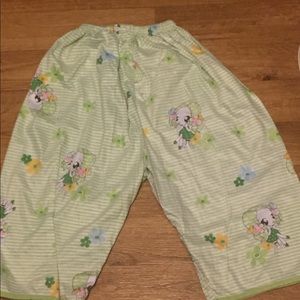 Green pajama bottoms